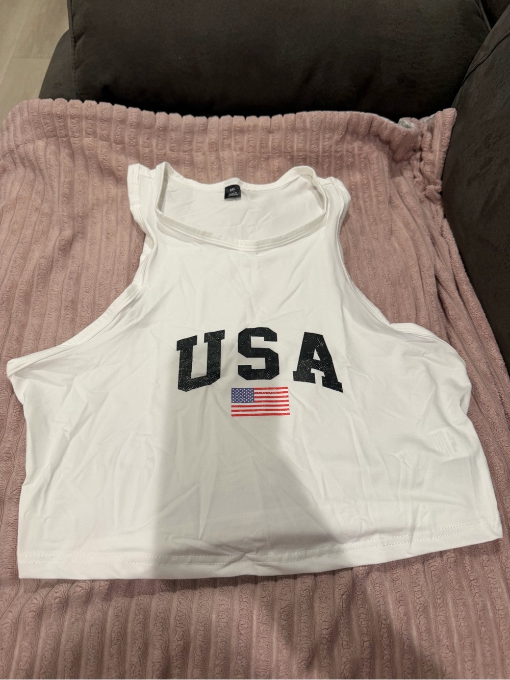White USA Flag Crop Tank Top - Women's OXL